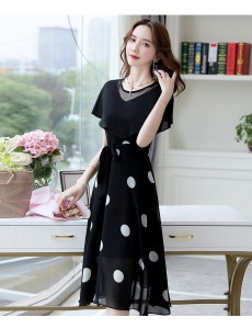 Polyester/Satin With Print Knee Length Dress