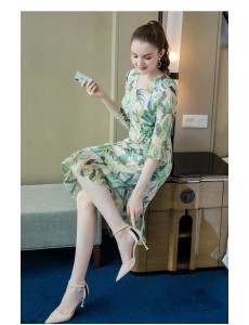 Polyester/Cotton With Print Knee Length Dress